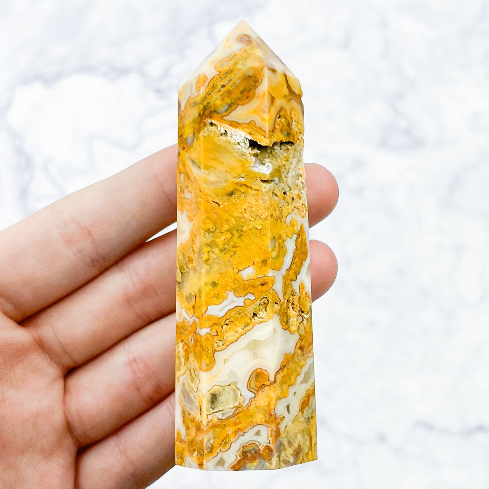 3.5 Inch Crazy Lace Agate Tower R22