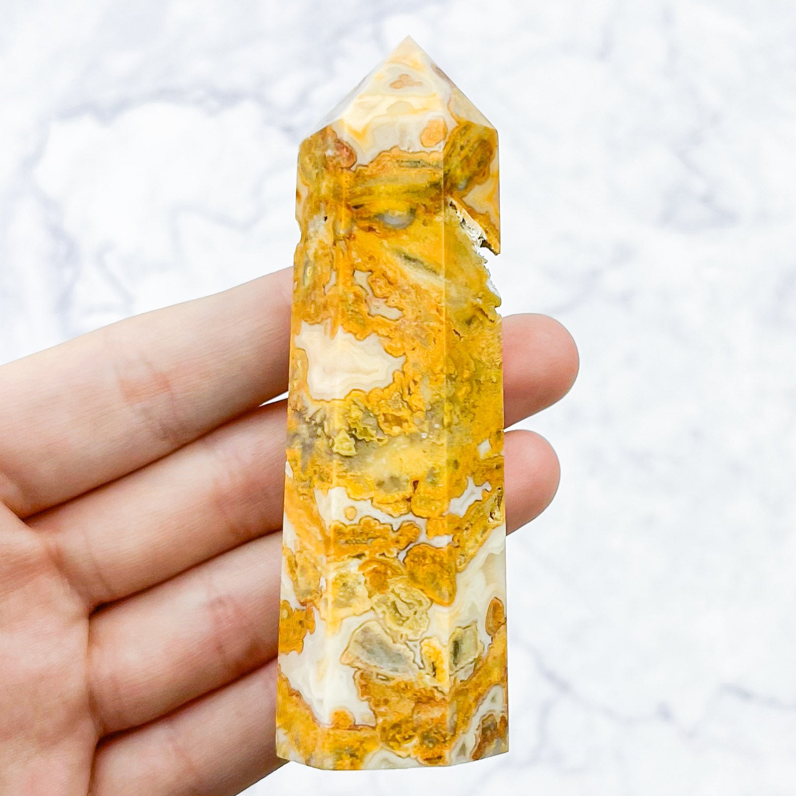 3.5 Inch Crazy Lace Agate Tower R22