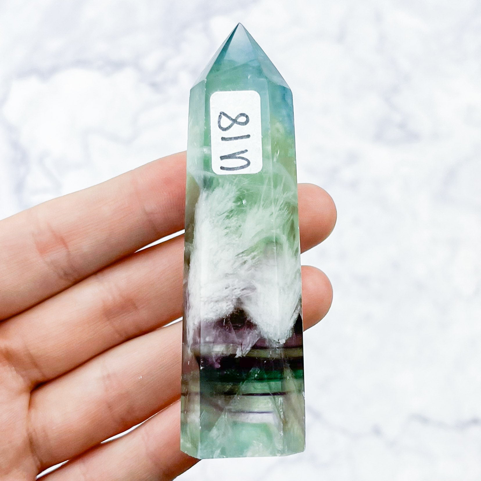 3.25 Inch Snowflake Fluorite Tower U18