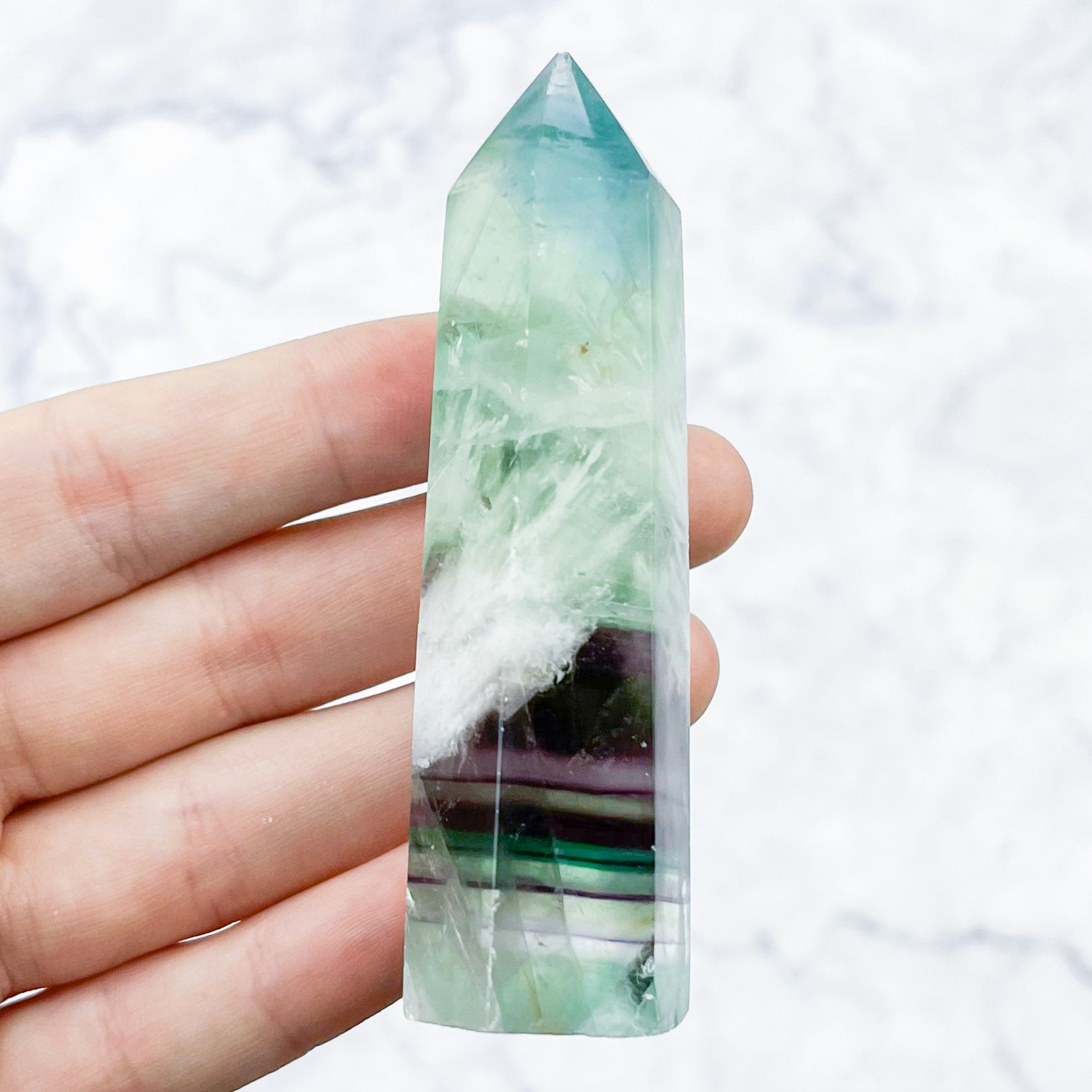 3.25 Inch Snowflake Fluorite Tower U18