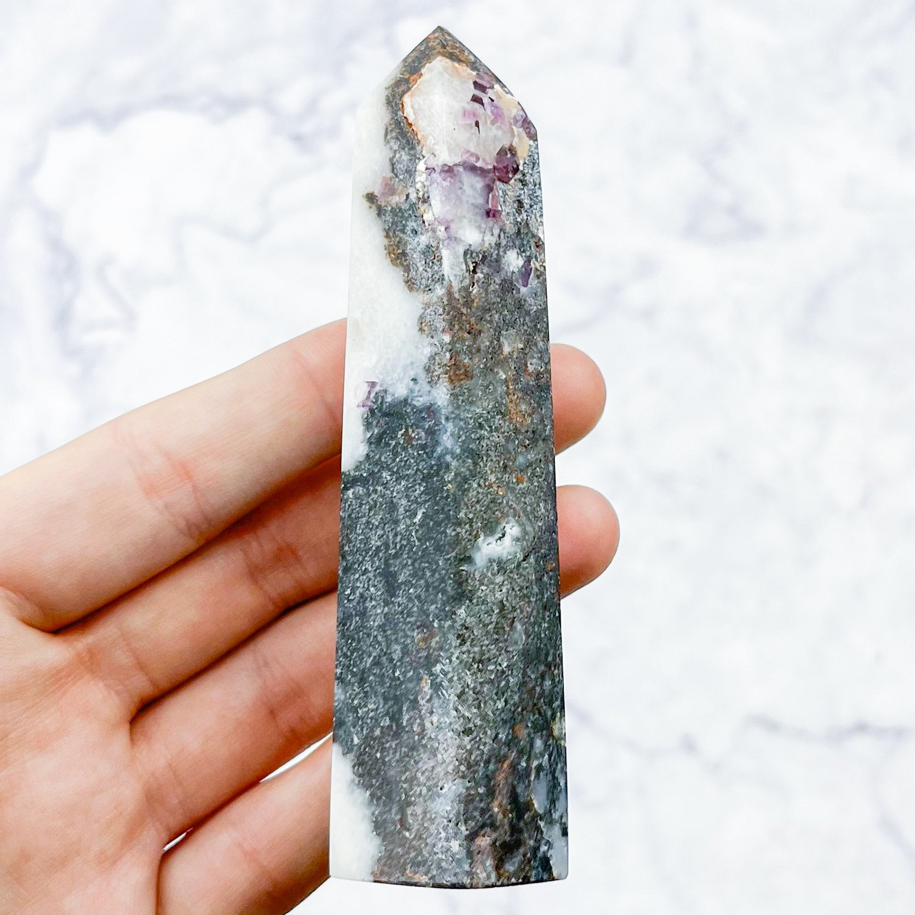 4 Inch Purple Sphalerite Tower F21