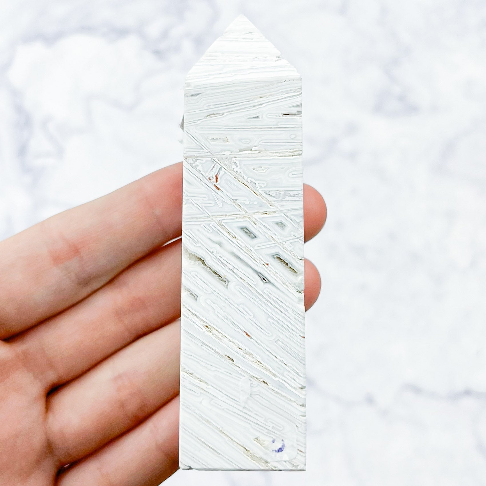 3.5 Inch White Lace Agate Tower G35