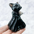 2.25 Inch Obsidian Cloaked Cat Carving U42