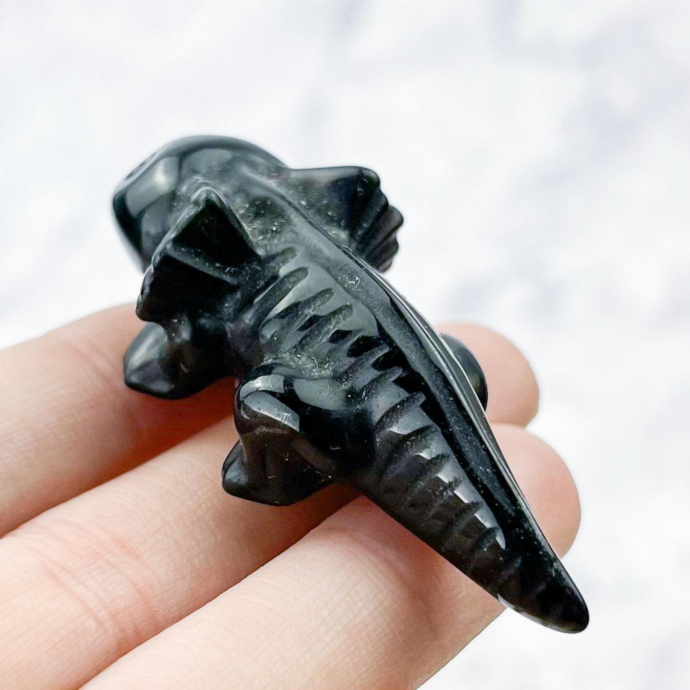 2.25 Inch Obsidian Axolotl Carving T22