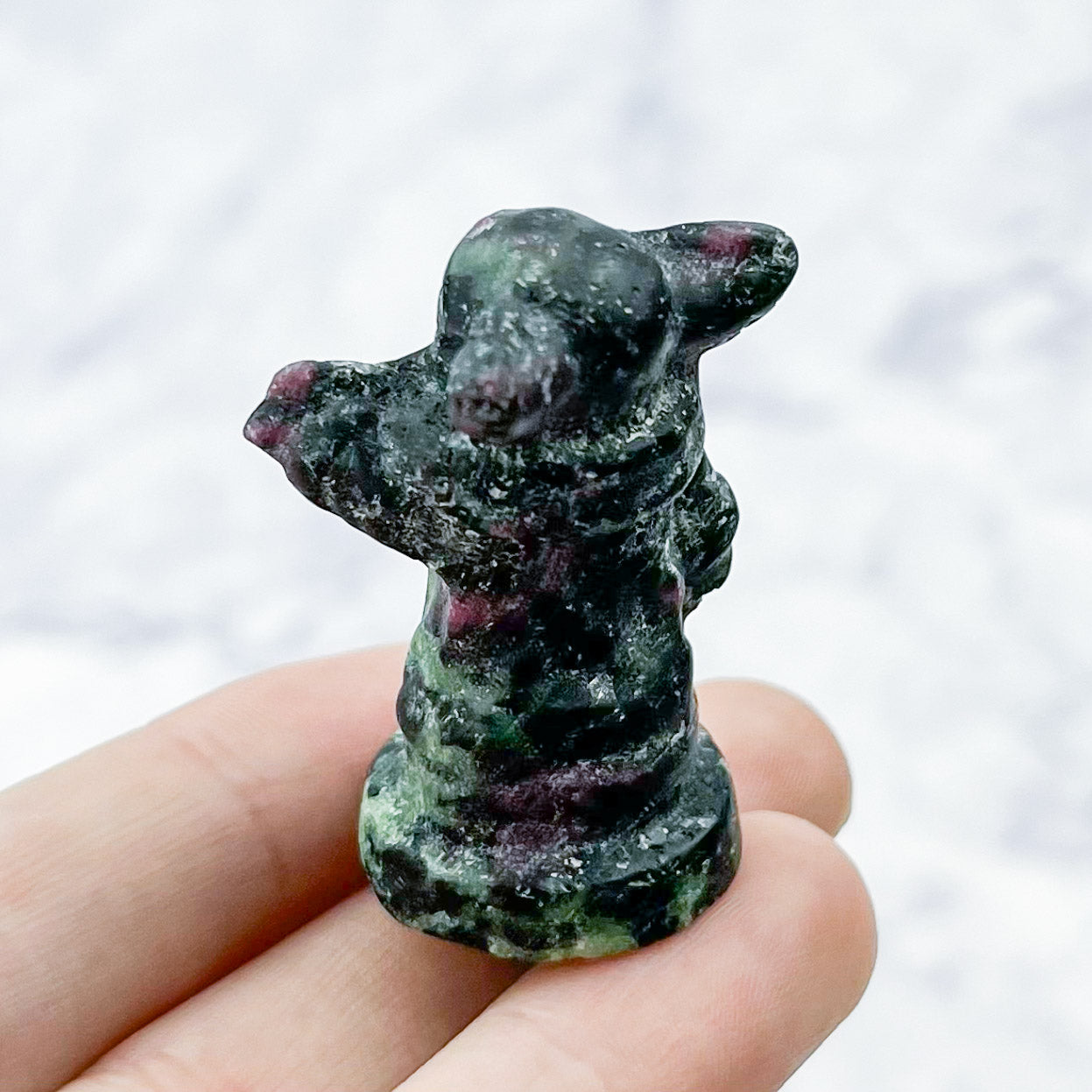 1.5 Inch Ruby in Zoisite Grogu Carving N18