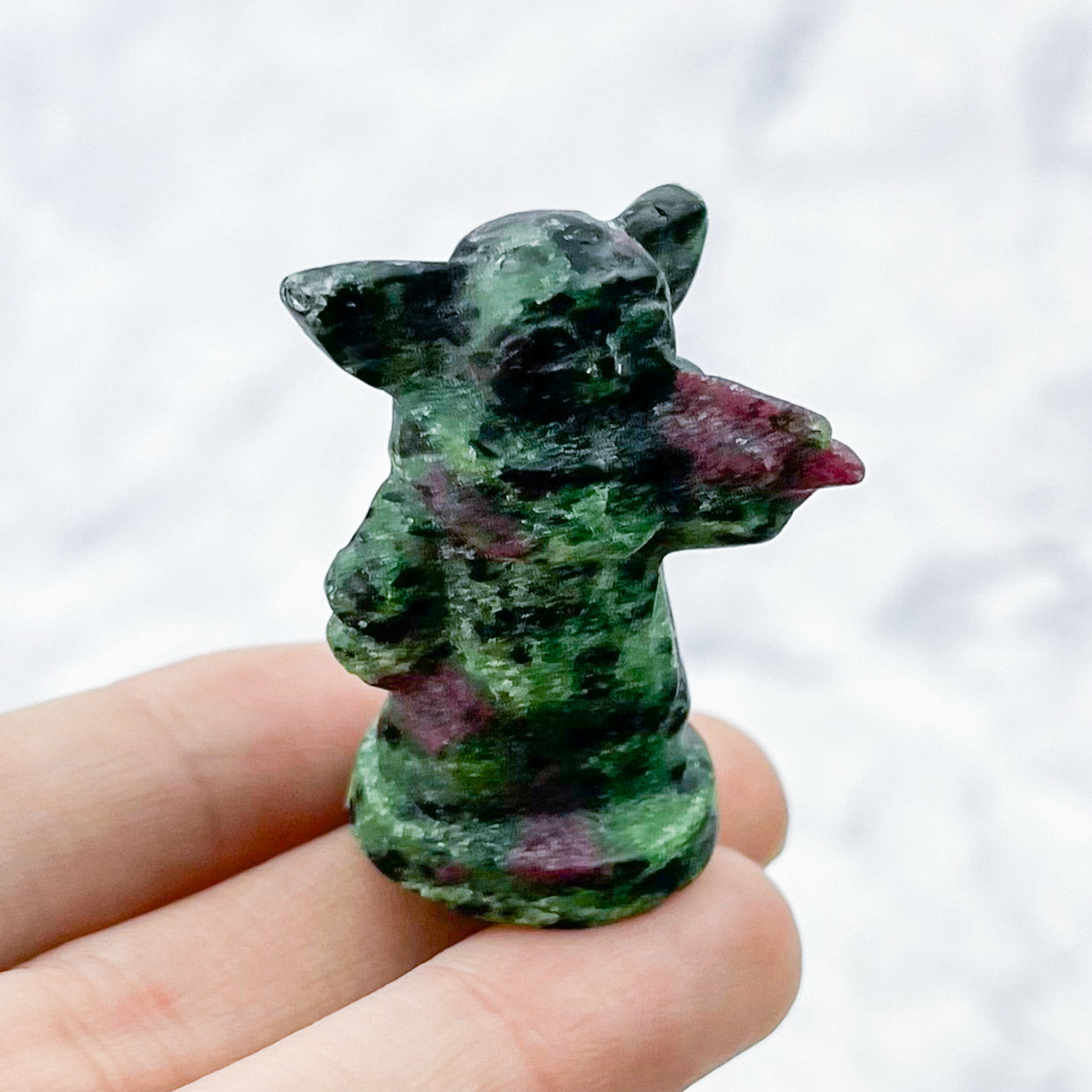 1.5 Inch Ruby in Zoisite Grogu Carving Q18