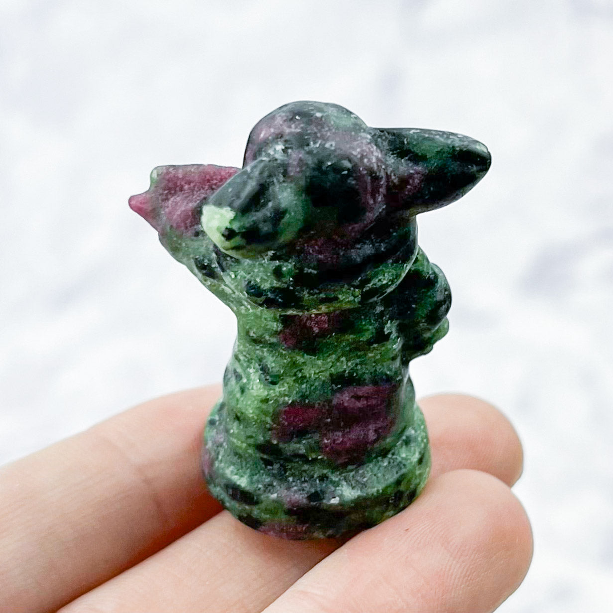 1.5 Inch Ruby in Zoisite Grogu Carving Q18