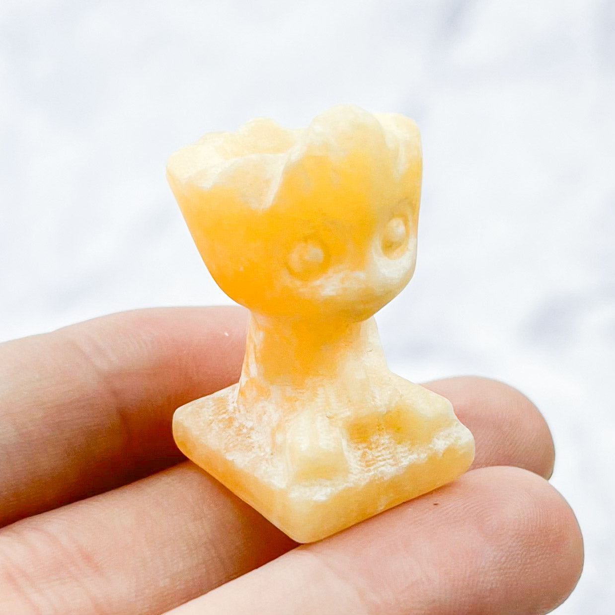 1.25 Inch Yellow Calcite Groot Carving S18