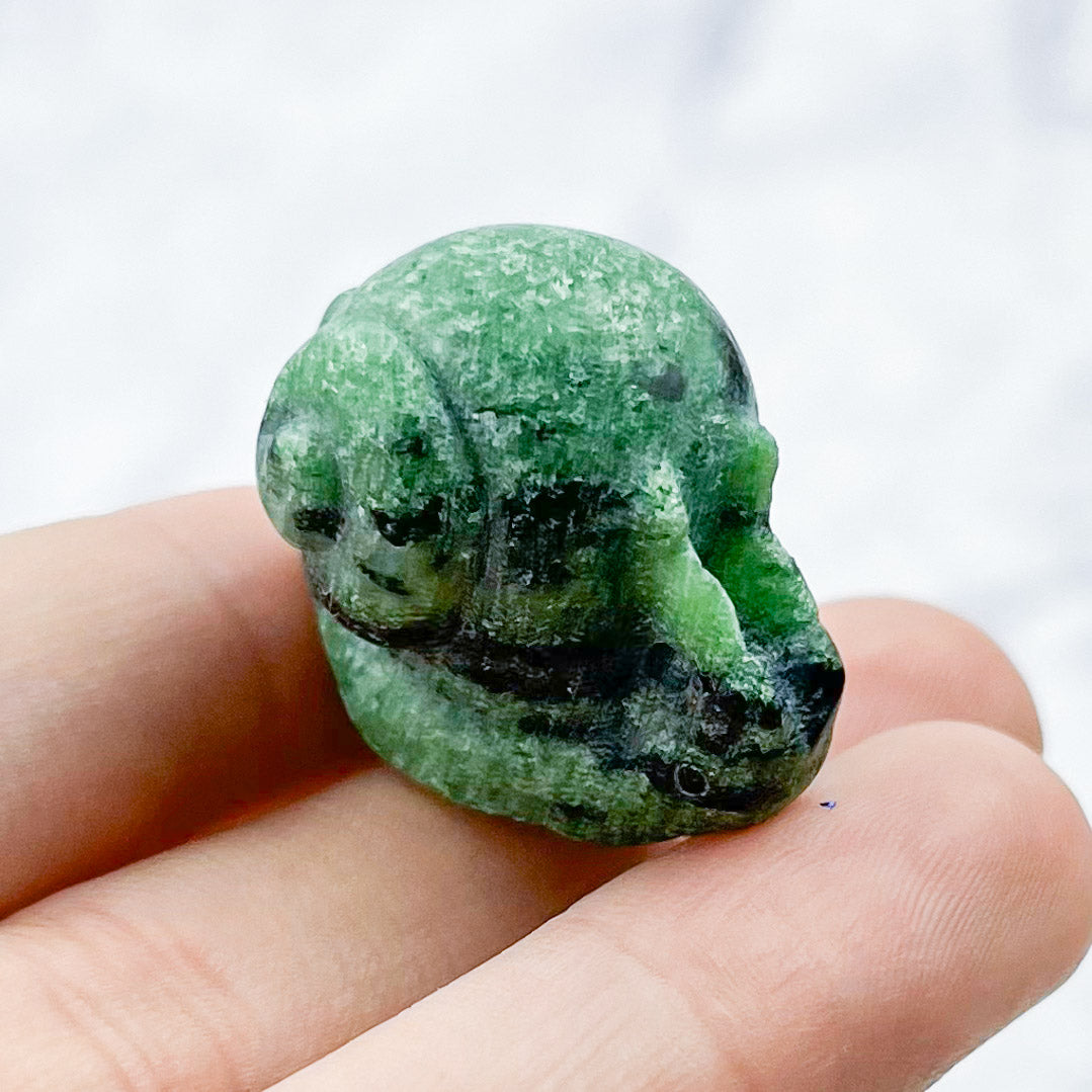 1 Inch Ruby in Zoisite Snail Carving N15