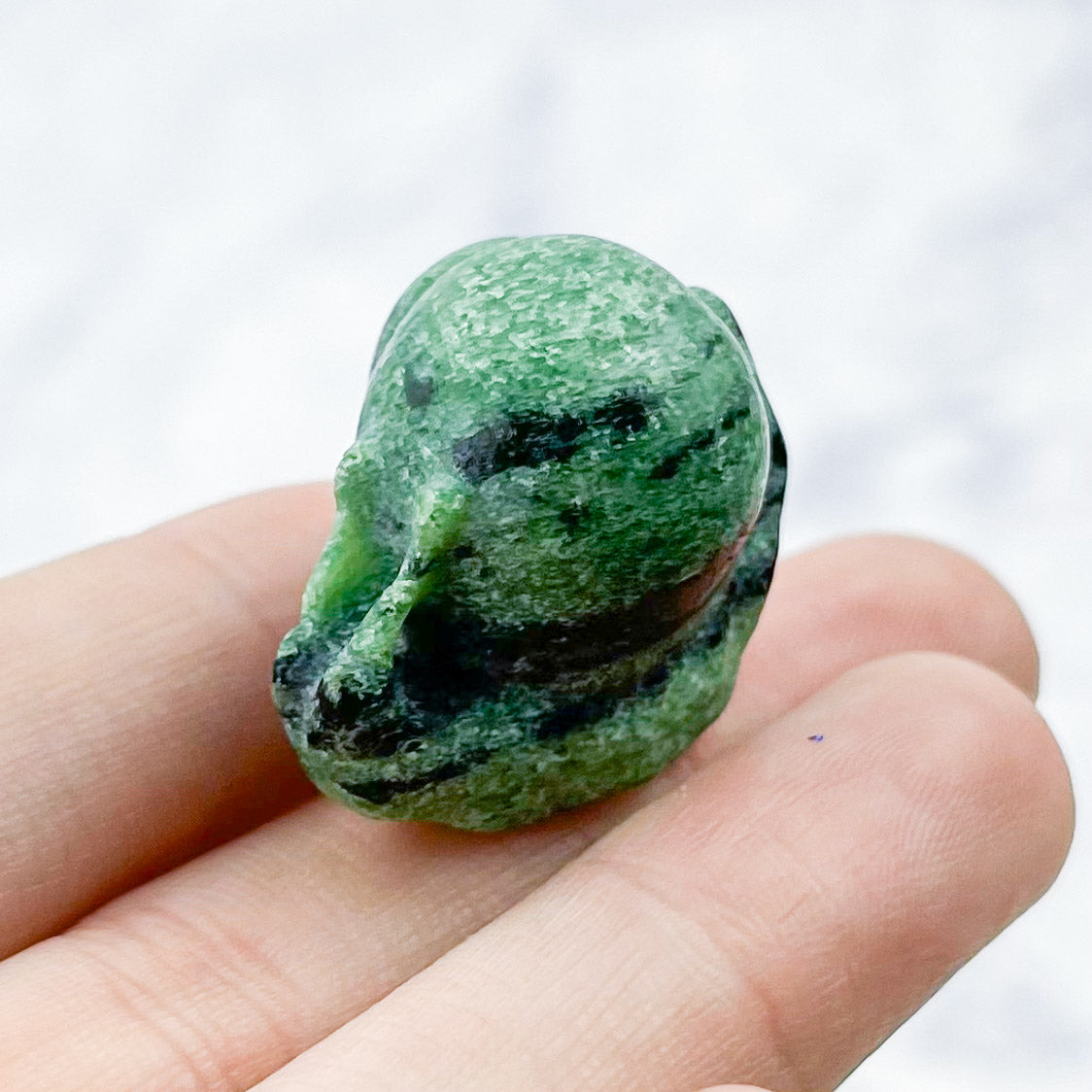 1 Inch Ruby in Zoisite Snail Carving N15