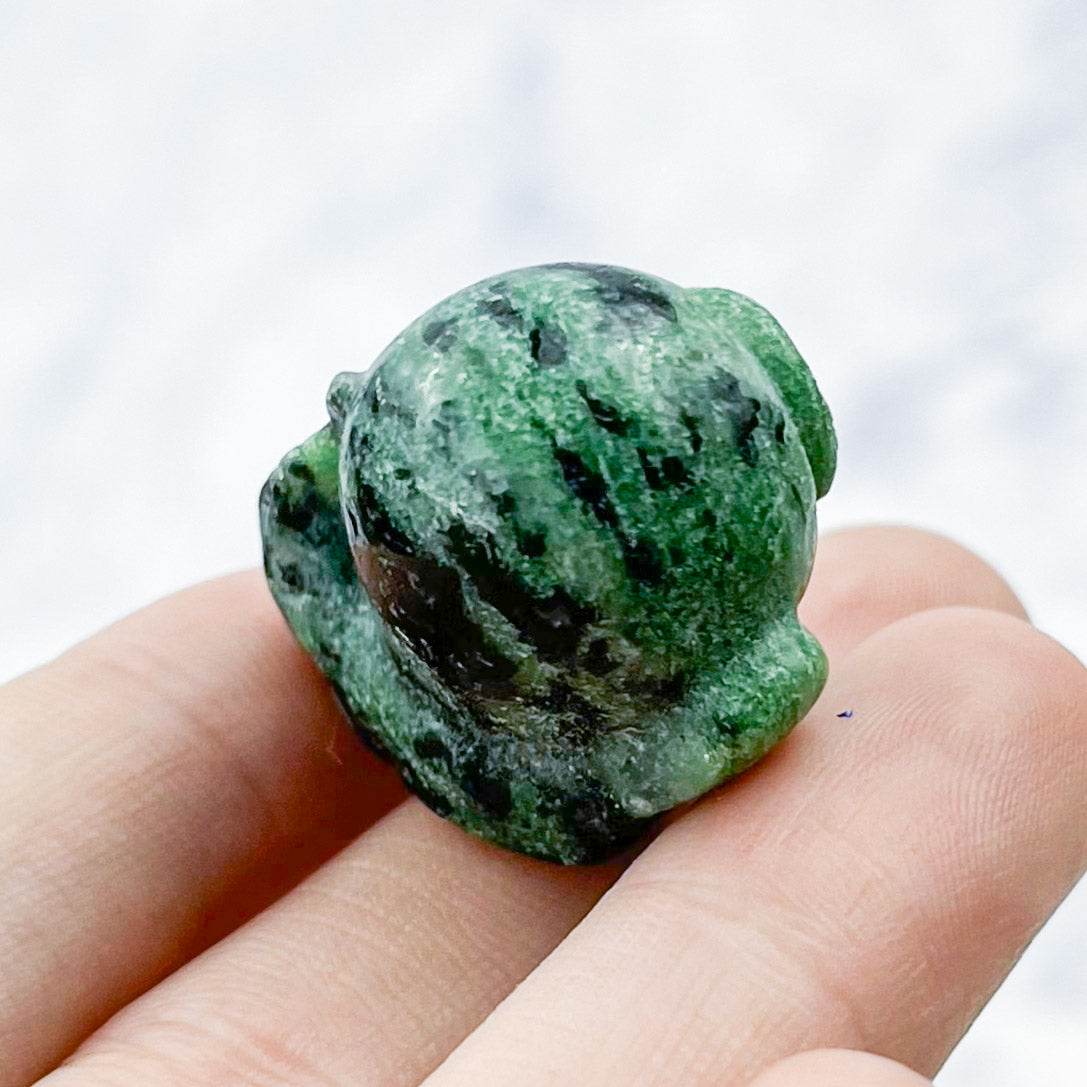 1 Inch Ruby in Zoisite Snail Carving Q15