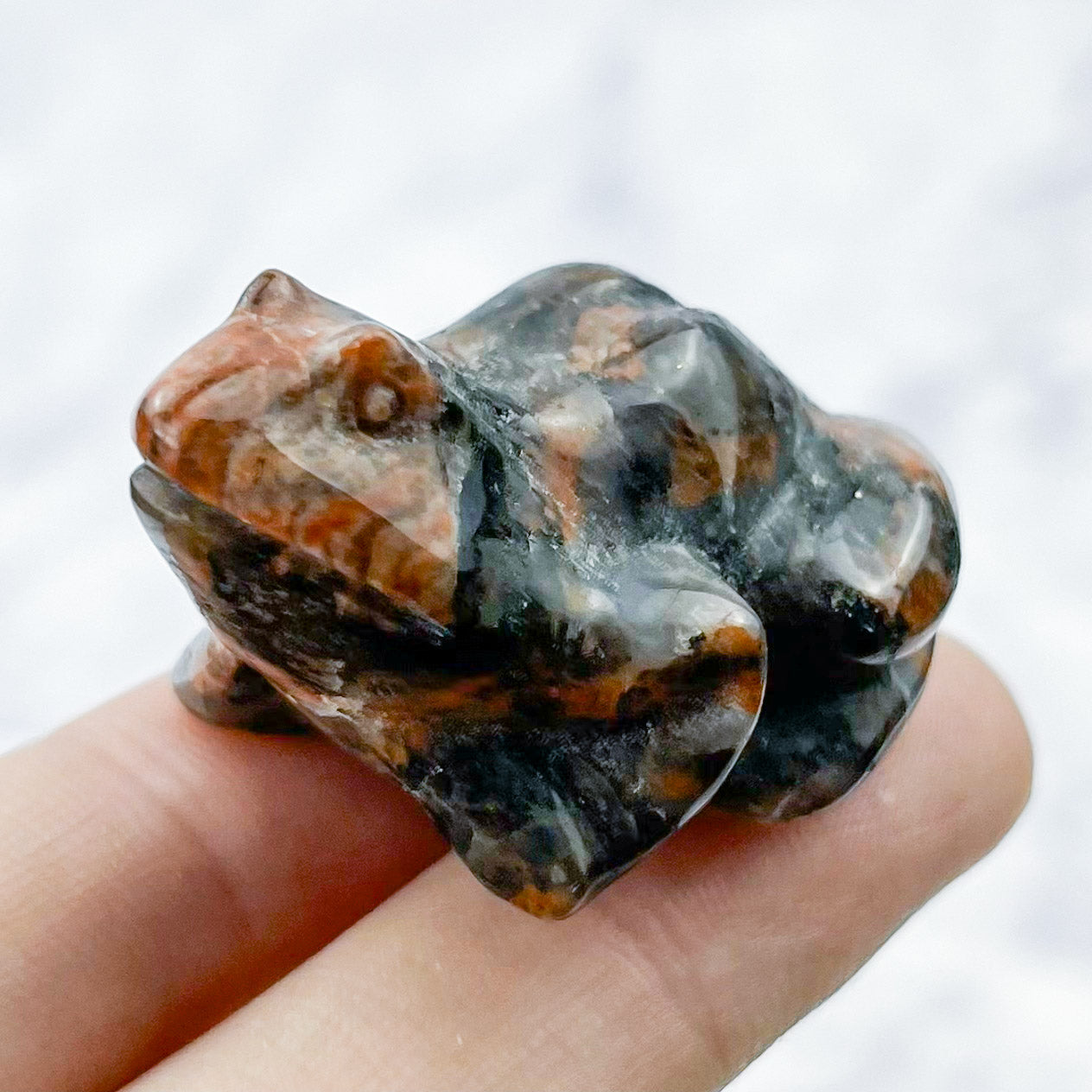 1.5 Inch Sesame Jasper Frog Carving H22