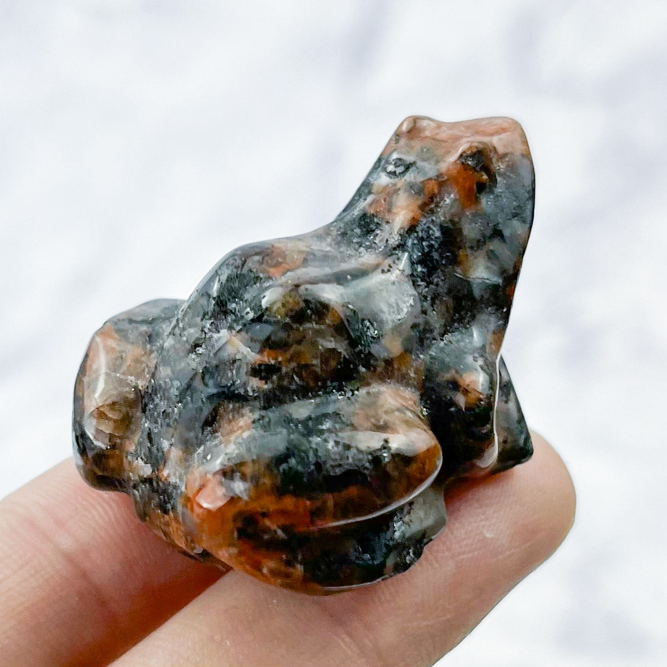 1.5 Inch Sesame Jasper Frog Carving H22