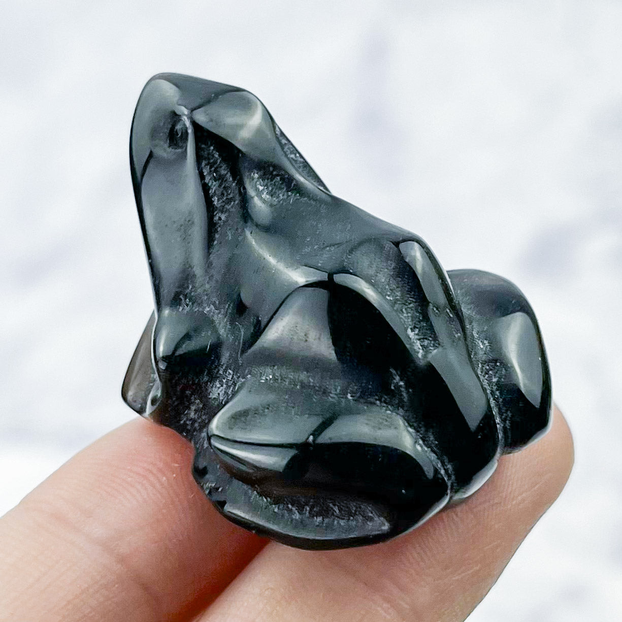 1.5 Inch Obsidian Frog Carving P22