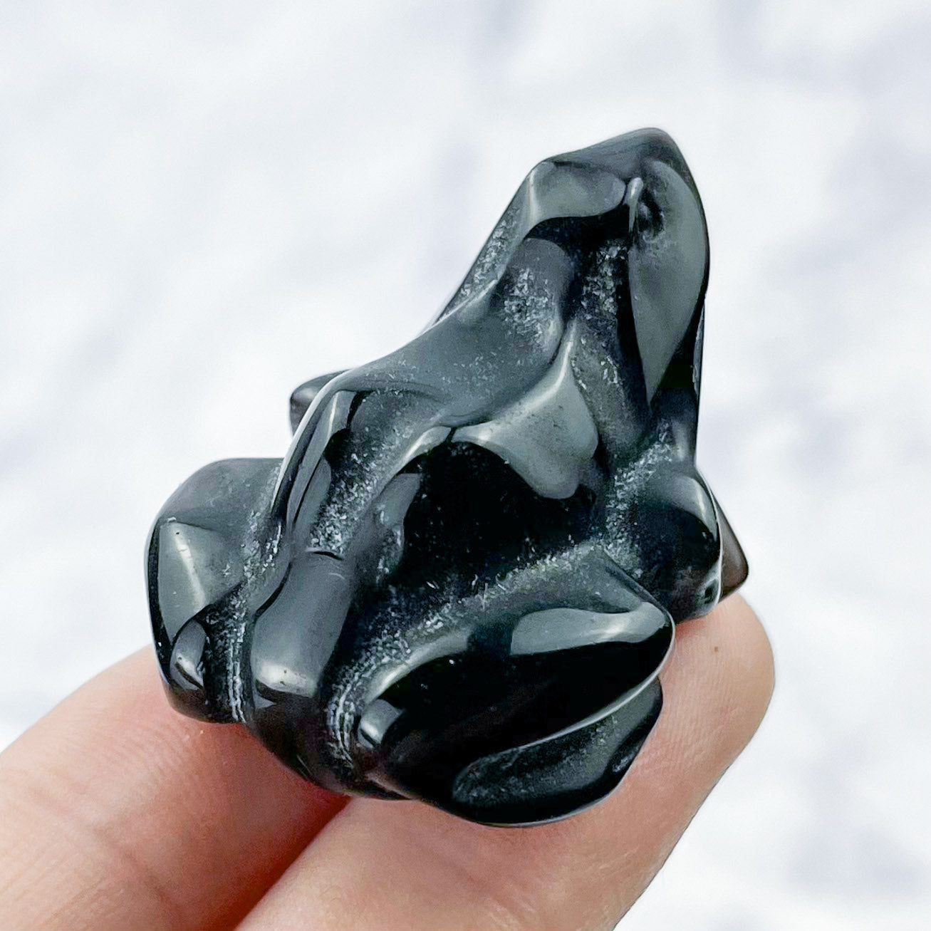 1.5 Inch Obsidian Frog Carving P22