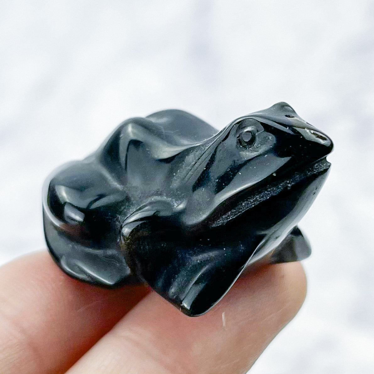 1.5 Inch Obsidian Frog Carving N22