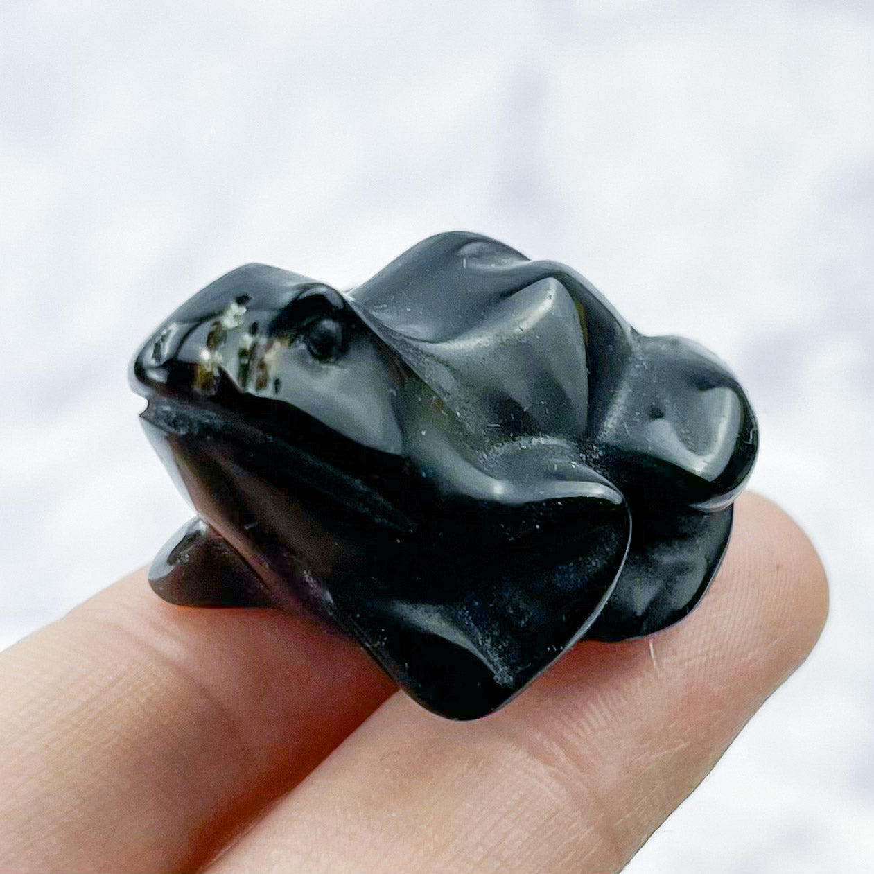 1.5 Inch Obsidian Frog Carving N22