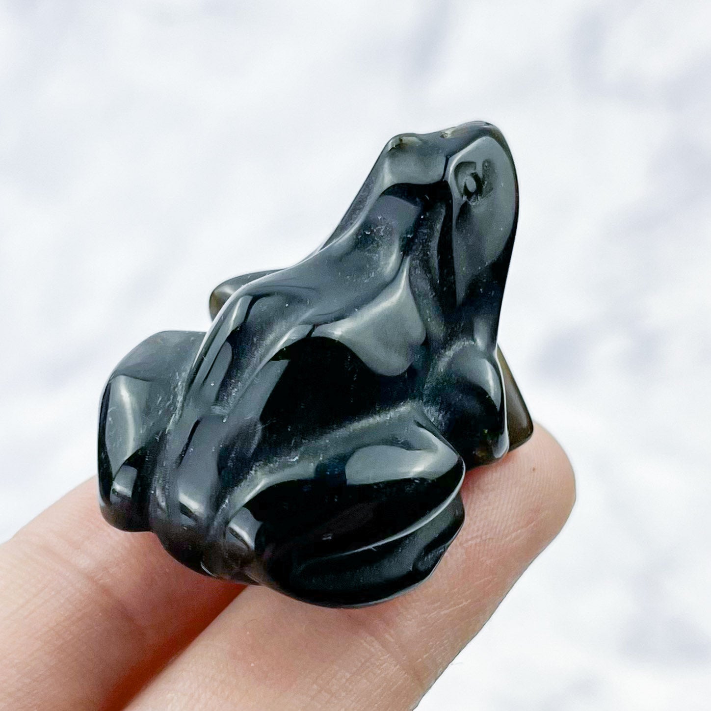 1.5 Inch Obsidian Frog Carving N22