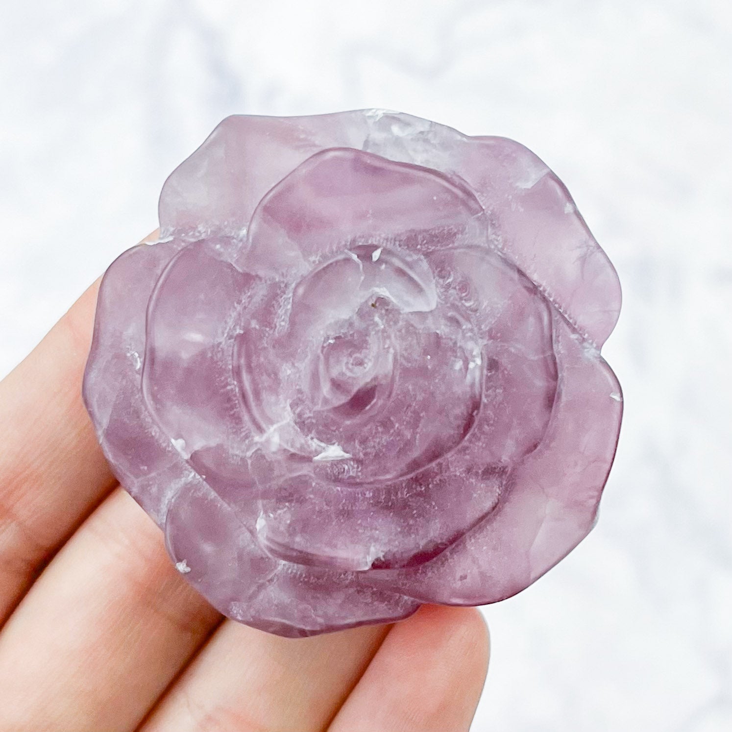 2 Inch Purple Fluorite Rose Carving B32