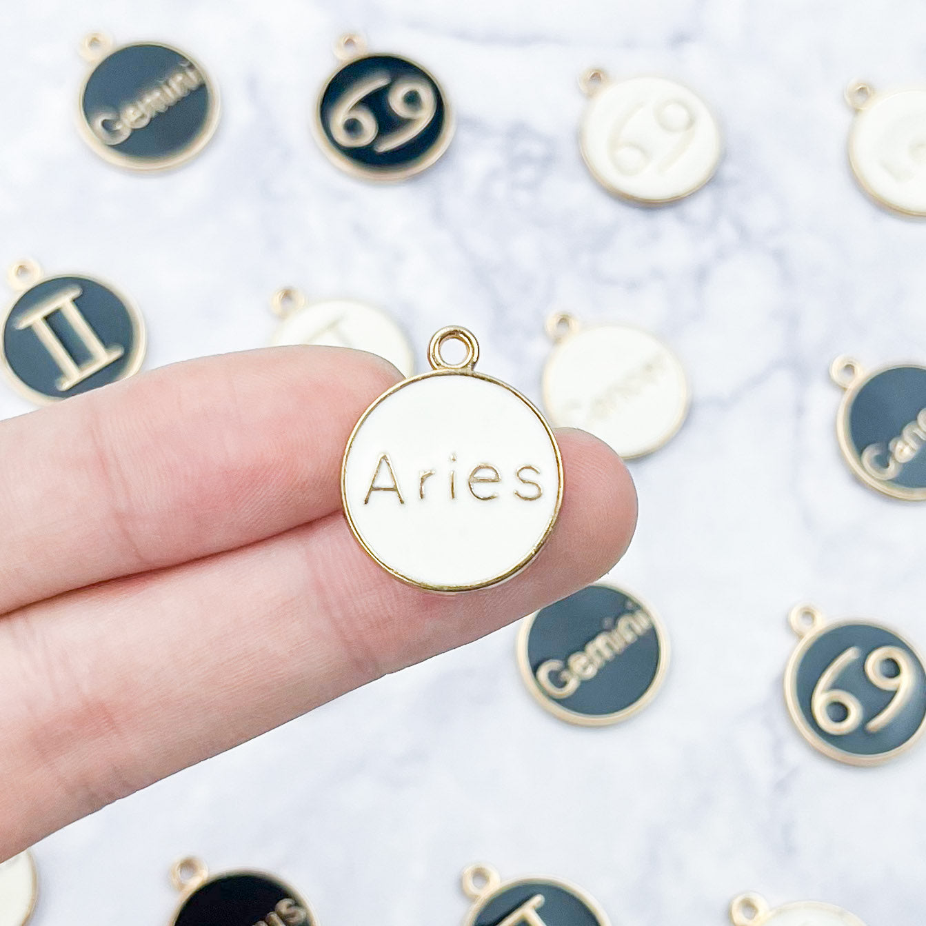 18mm White Aries Zodiac Sign Charm