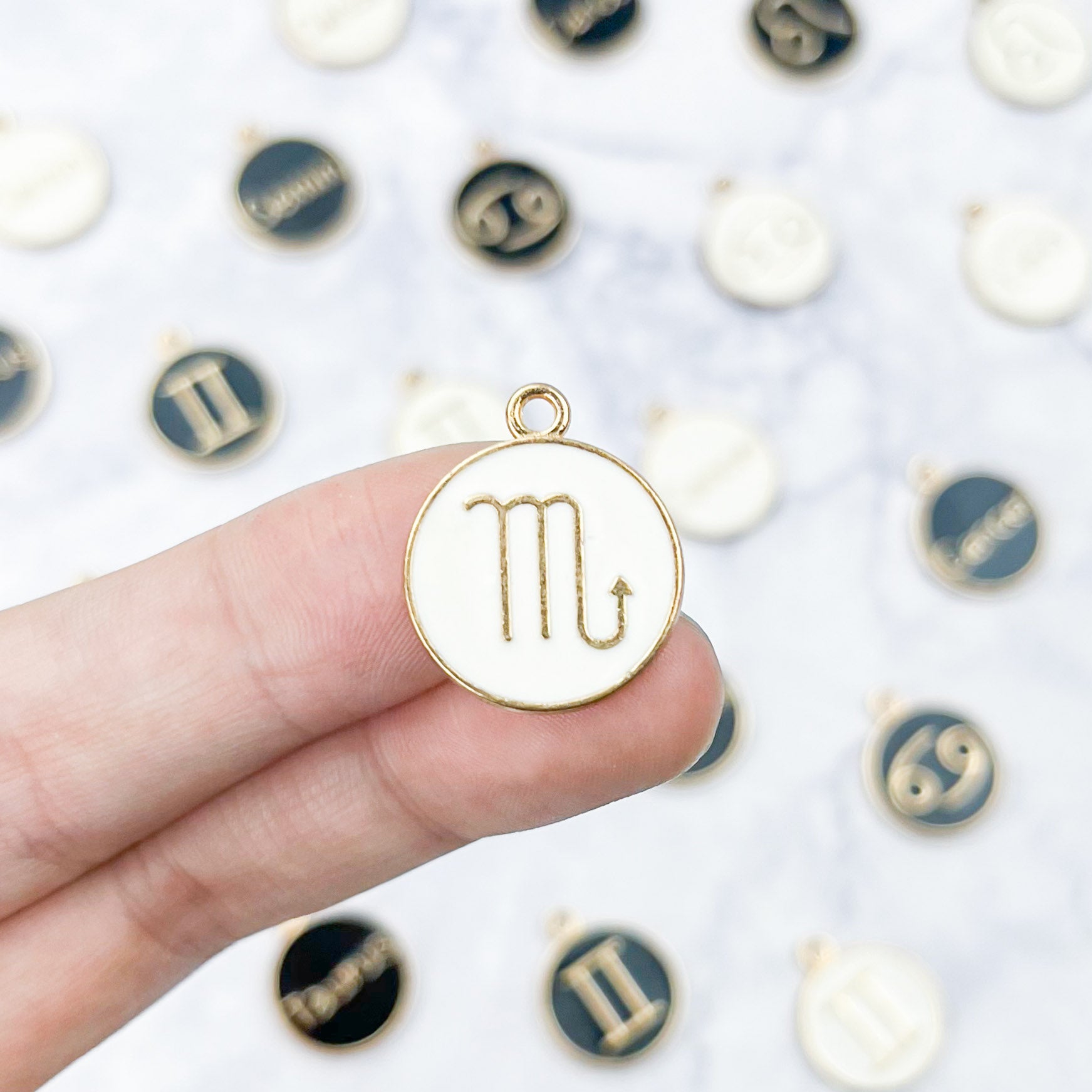 18mm White Scorpio Zodiac Sign Charm