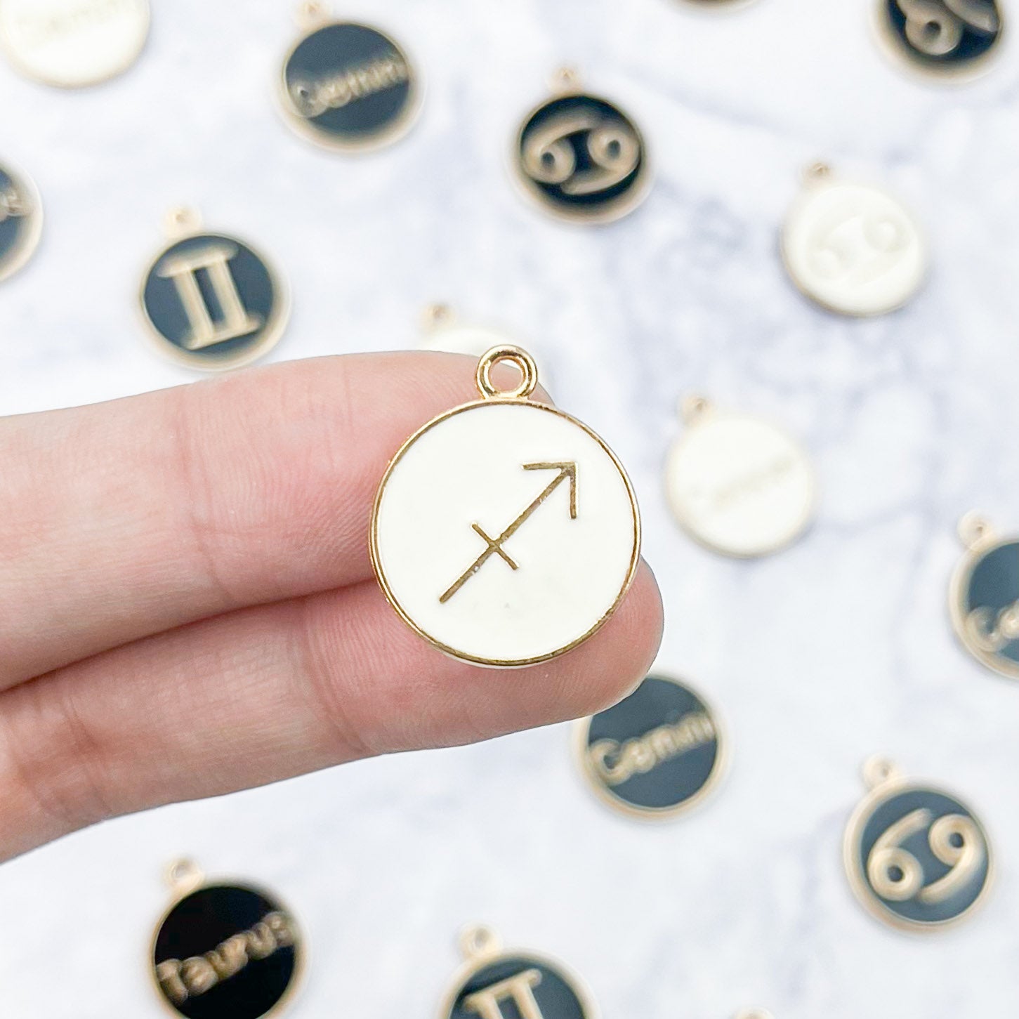 18mm White Sagittarius Zodiac Sign Charm