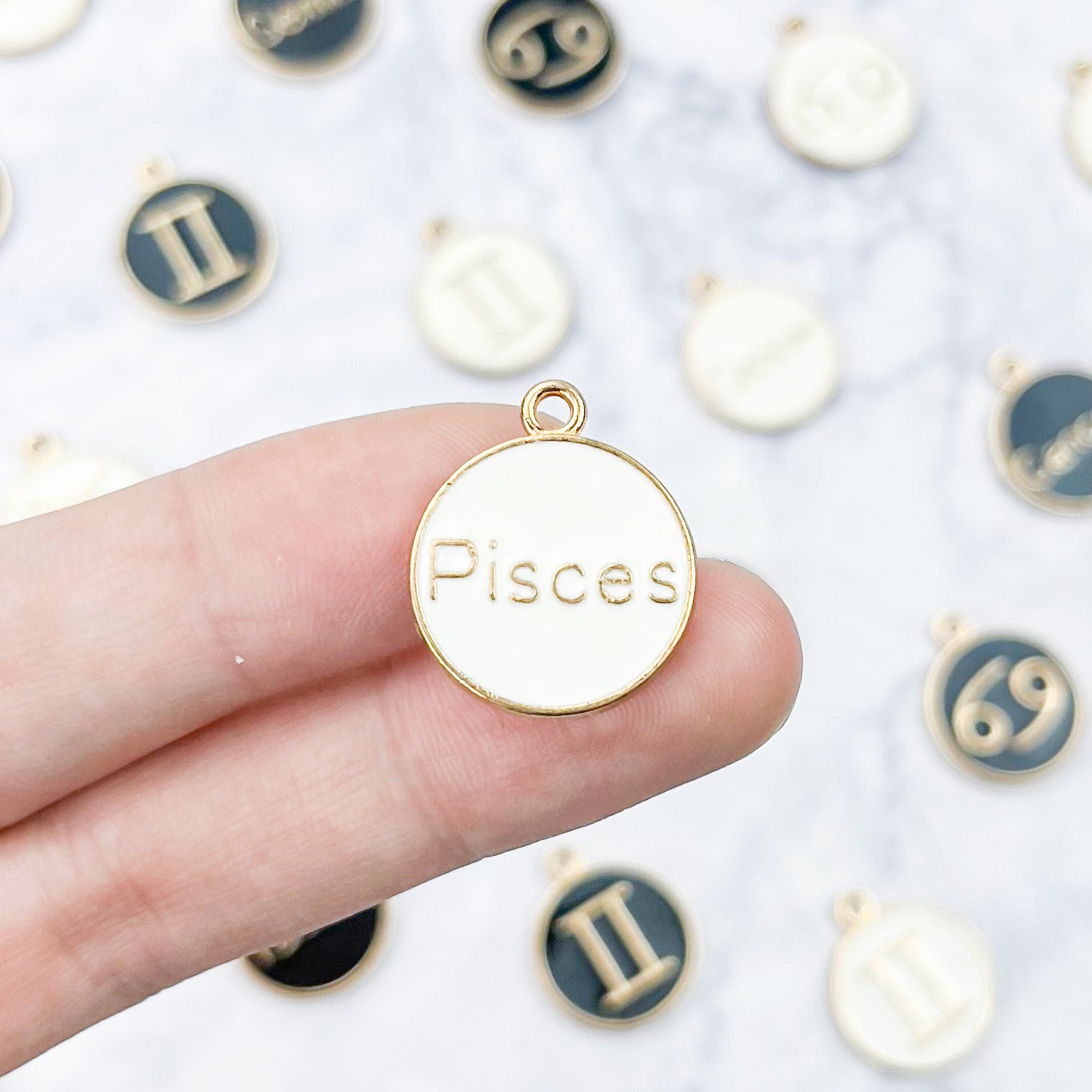 18mm White Pisces Zodiac Sign Charm