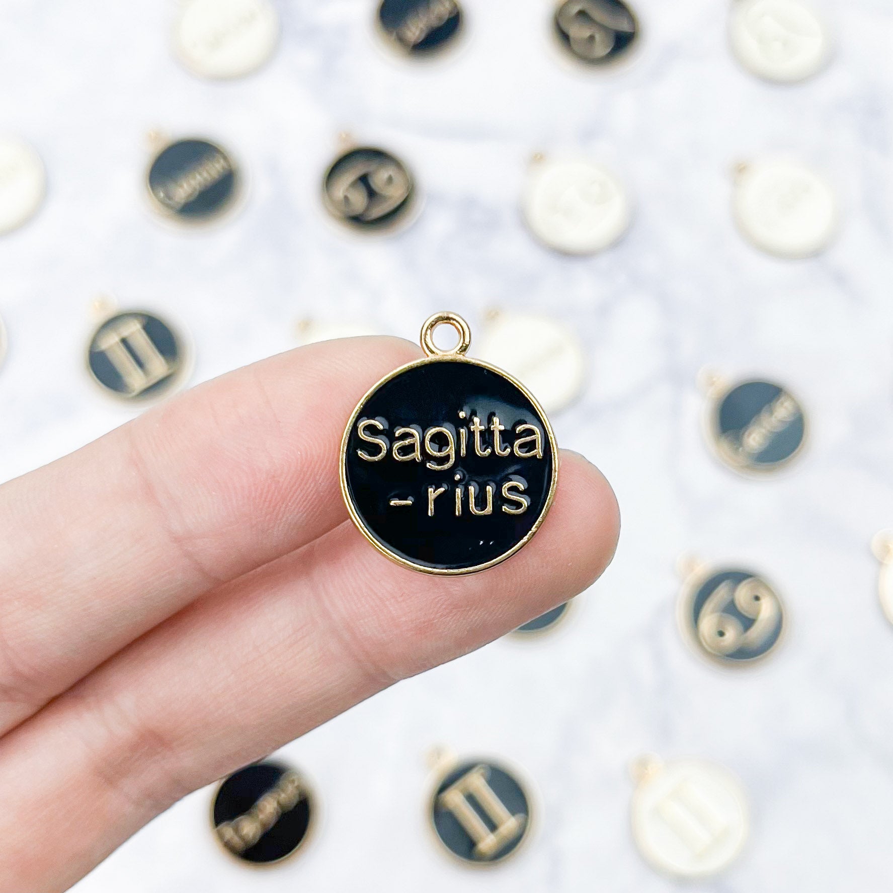 18mm Black Sagittarius Zodiac Sign Charm