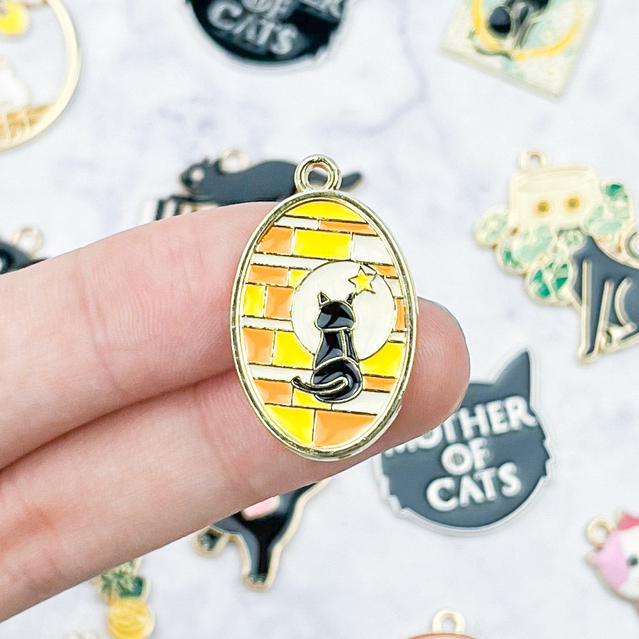 25mm Faux Stained Glass Cat Charm