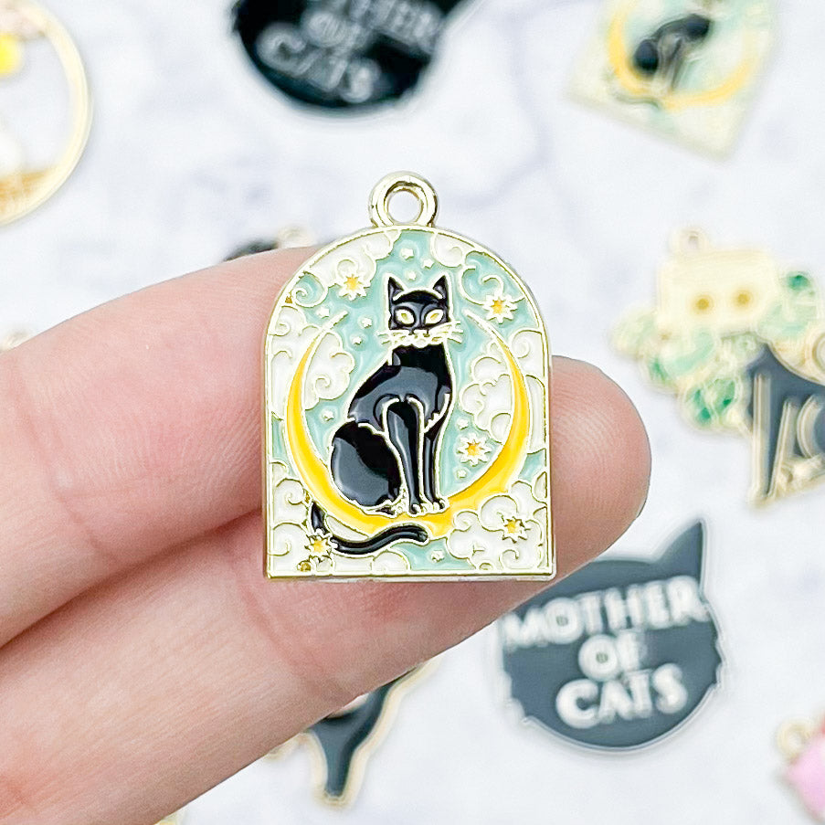 27mm Faux Stained Glass Cat Charm