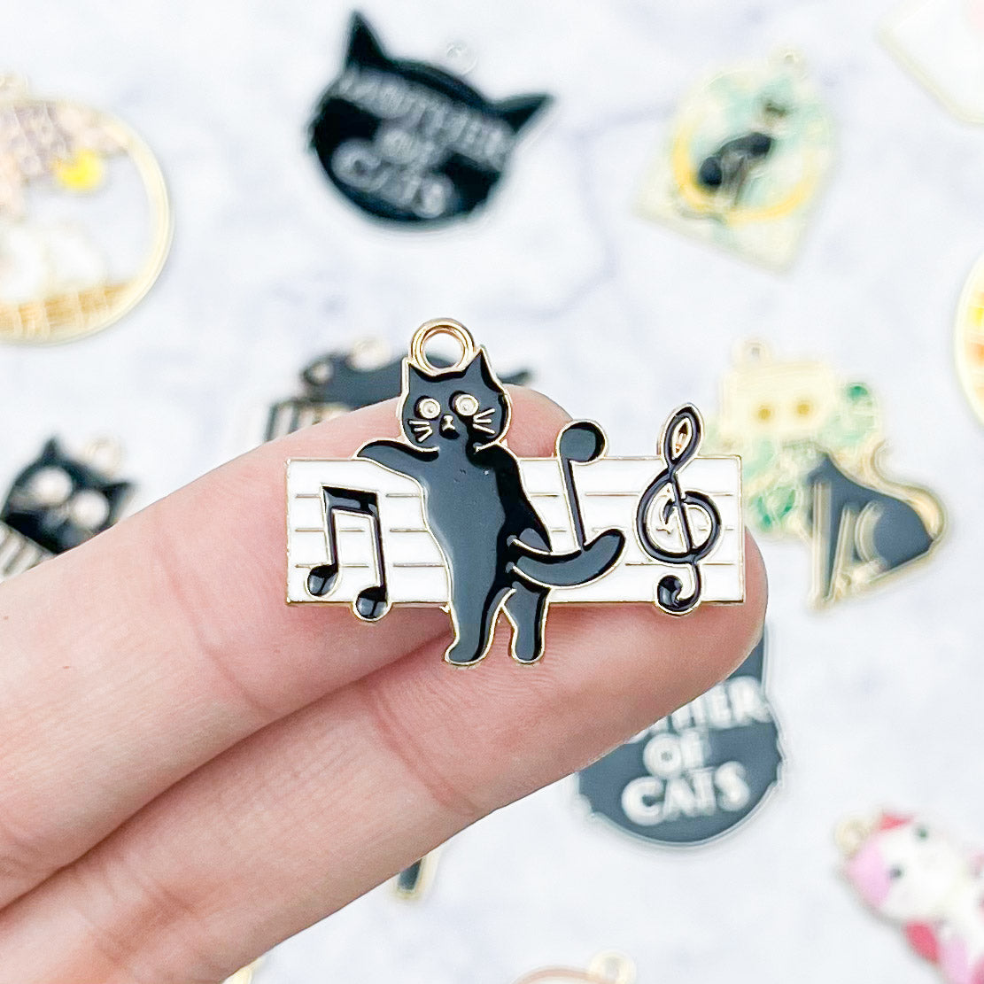 28mm Sheet Music Cat Charm