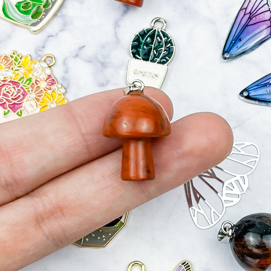 22mm Red Jasper Mushroom Pendant