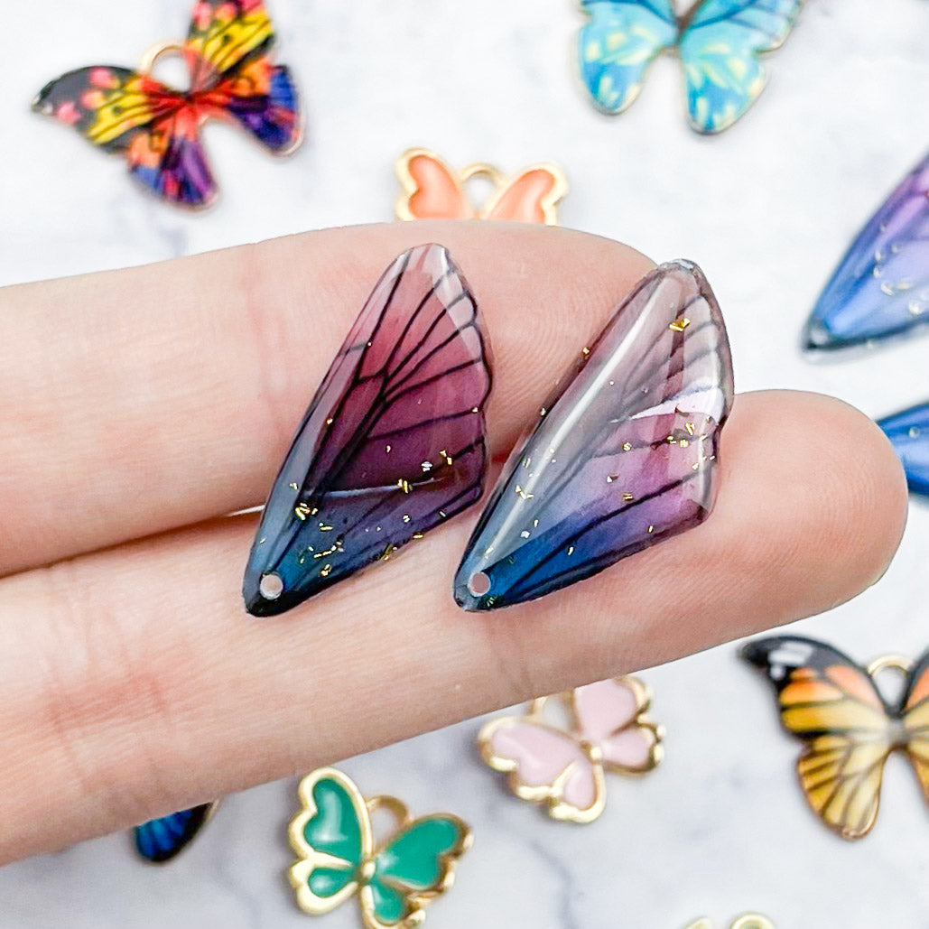 Blue and Purple Butterfly Wings Charm