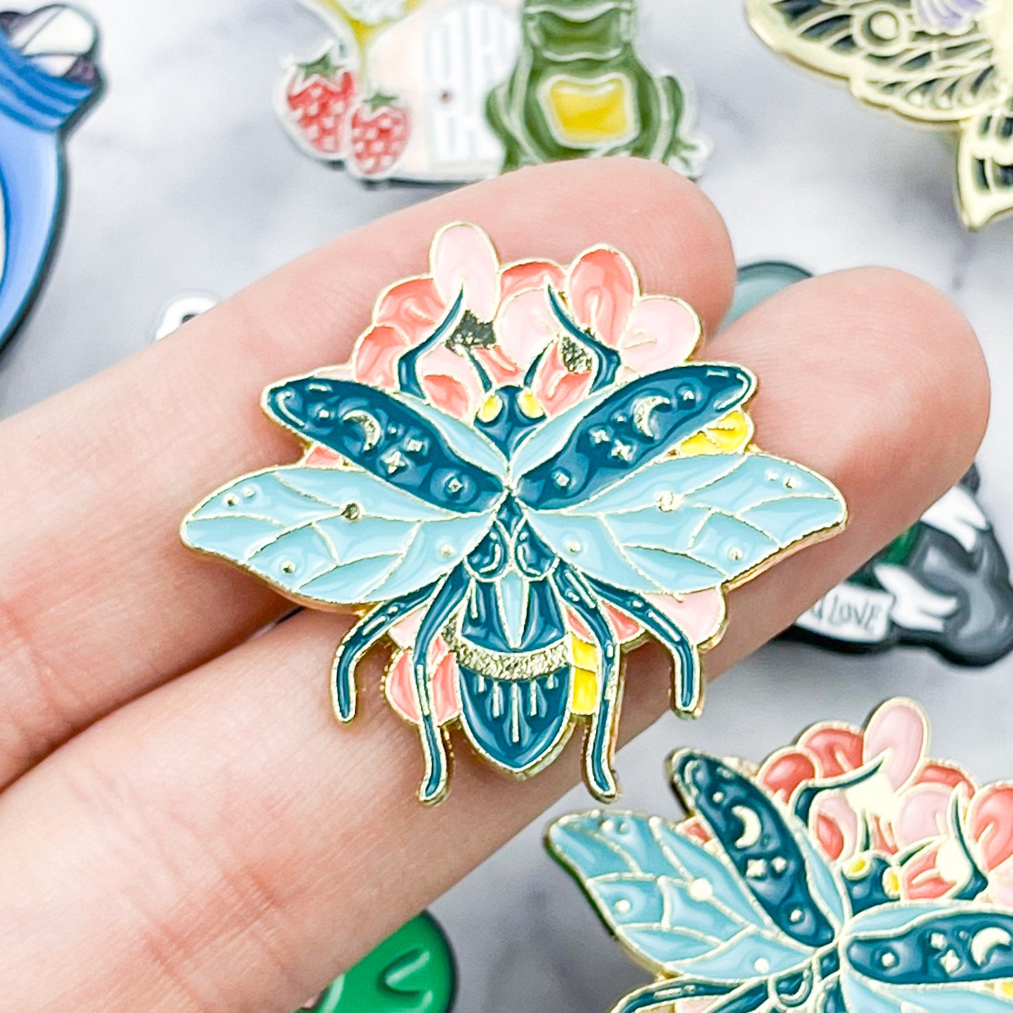 Flower Moth Enamel Pin