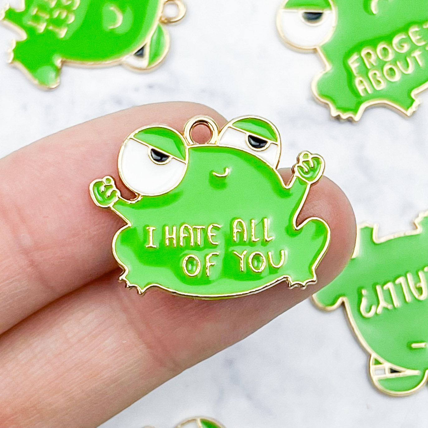 "I Hate All Of You!" Frog Enamel Charm