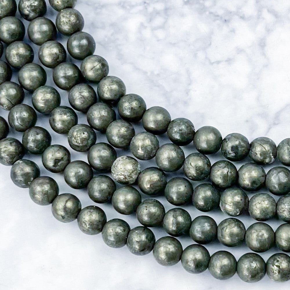 6mm Pyrite Bead Strand