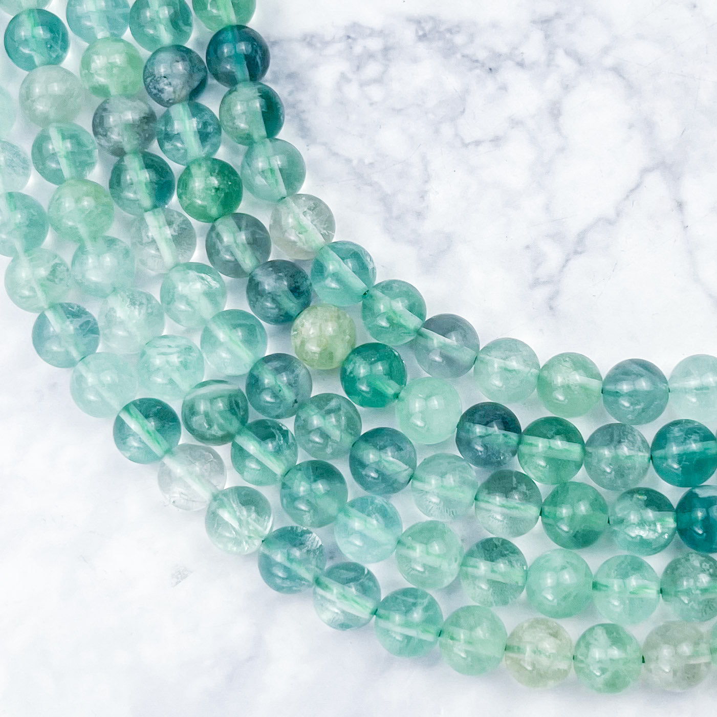 8mm Green Fluorite Bead Strand