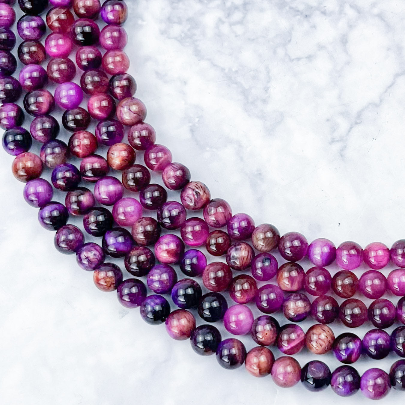 6mm Purple Tiger's Eye Bead Strand