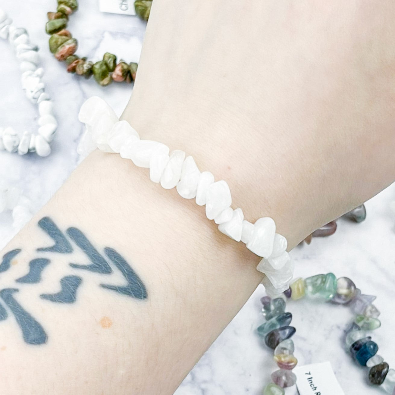 White Jade Chip Bracelet