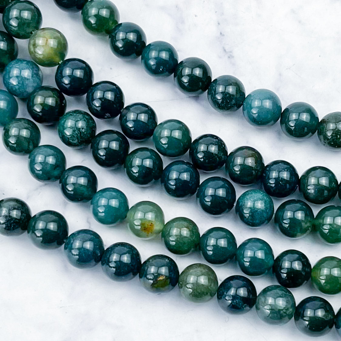 8mm Moss Agate Bead Strand