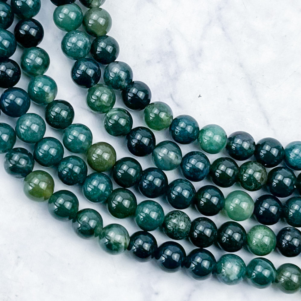 6mm Moss Agate Bead Strand