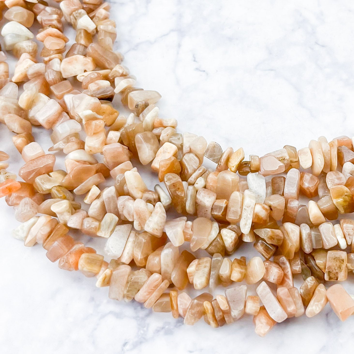 Peach Moonstone Chip Bead Strand