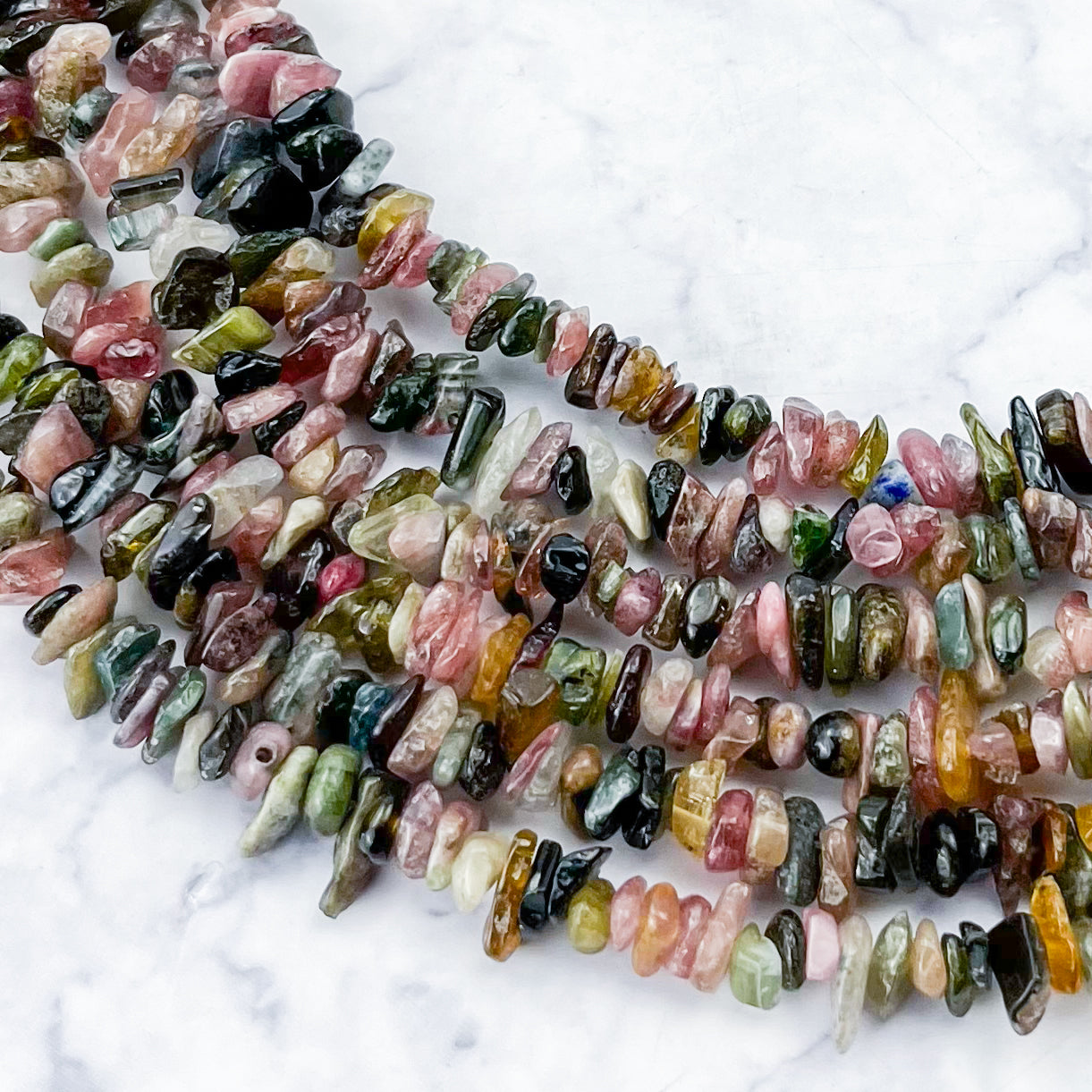 Rainbow Tourmaline Chip Bead Strand