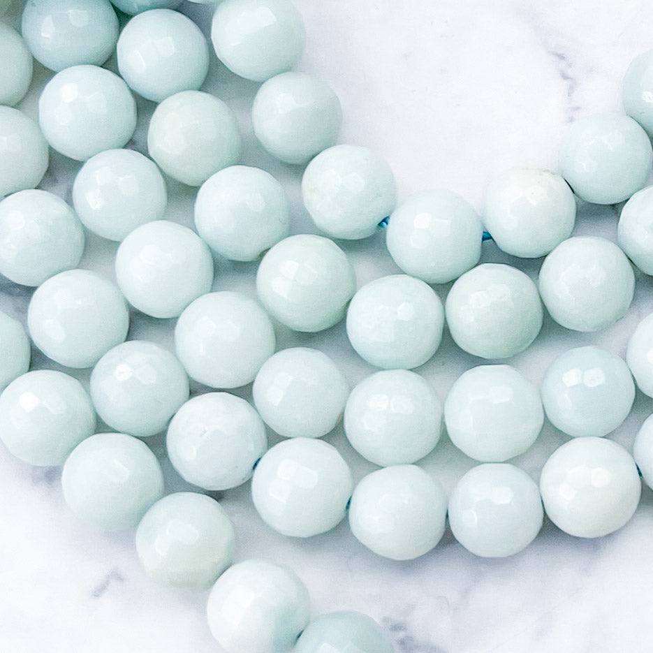 8mm Faceted High Quality Amazonite Bead Half Strand