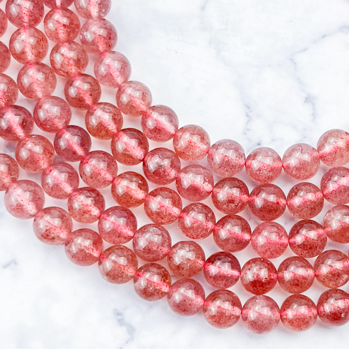 8mm Strawberry Quartz Bead Half Strand