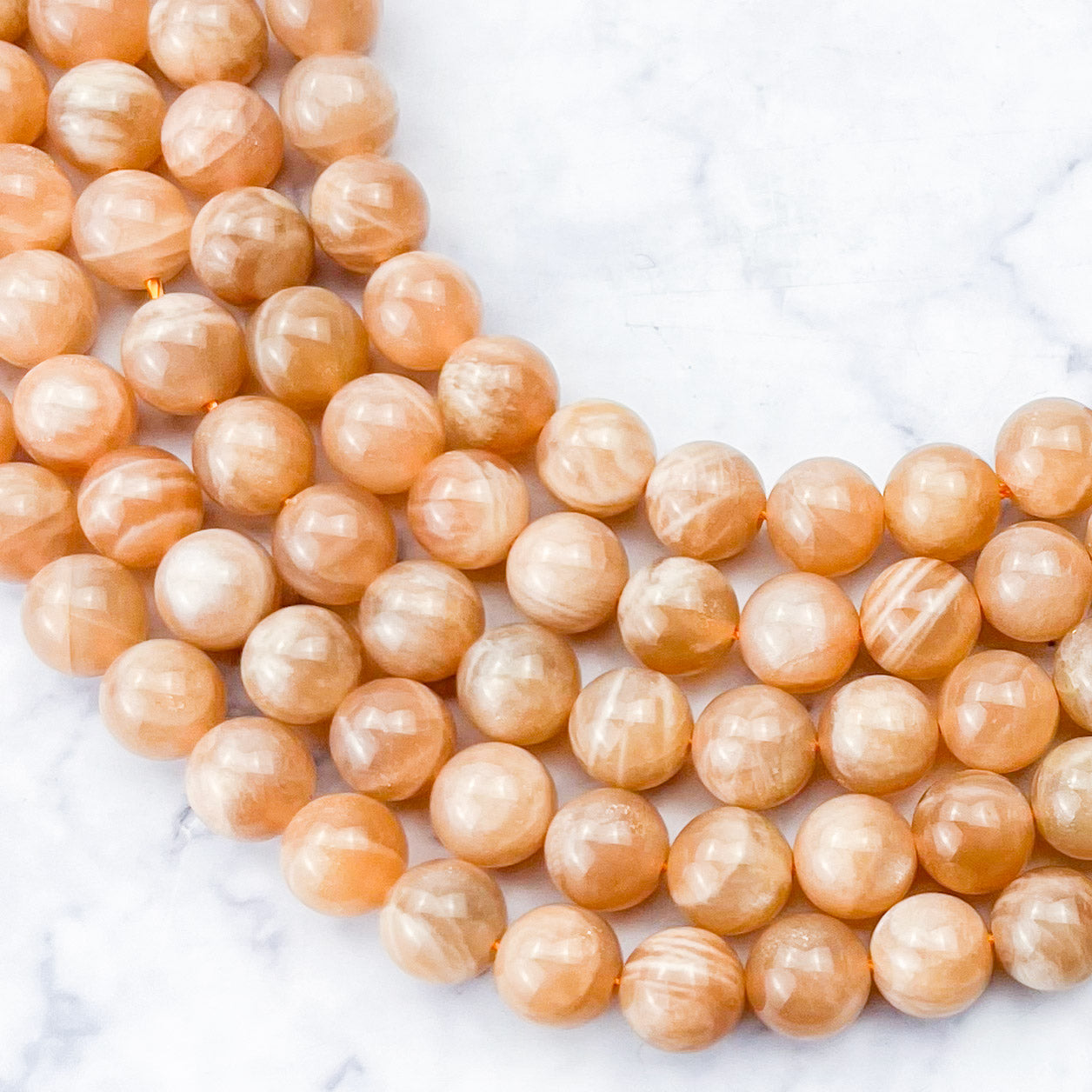 8mm Peach Moonstone Bead Half Strand