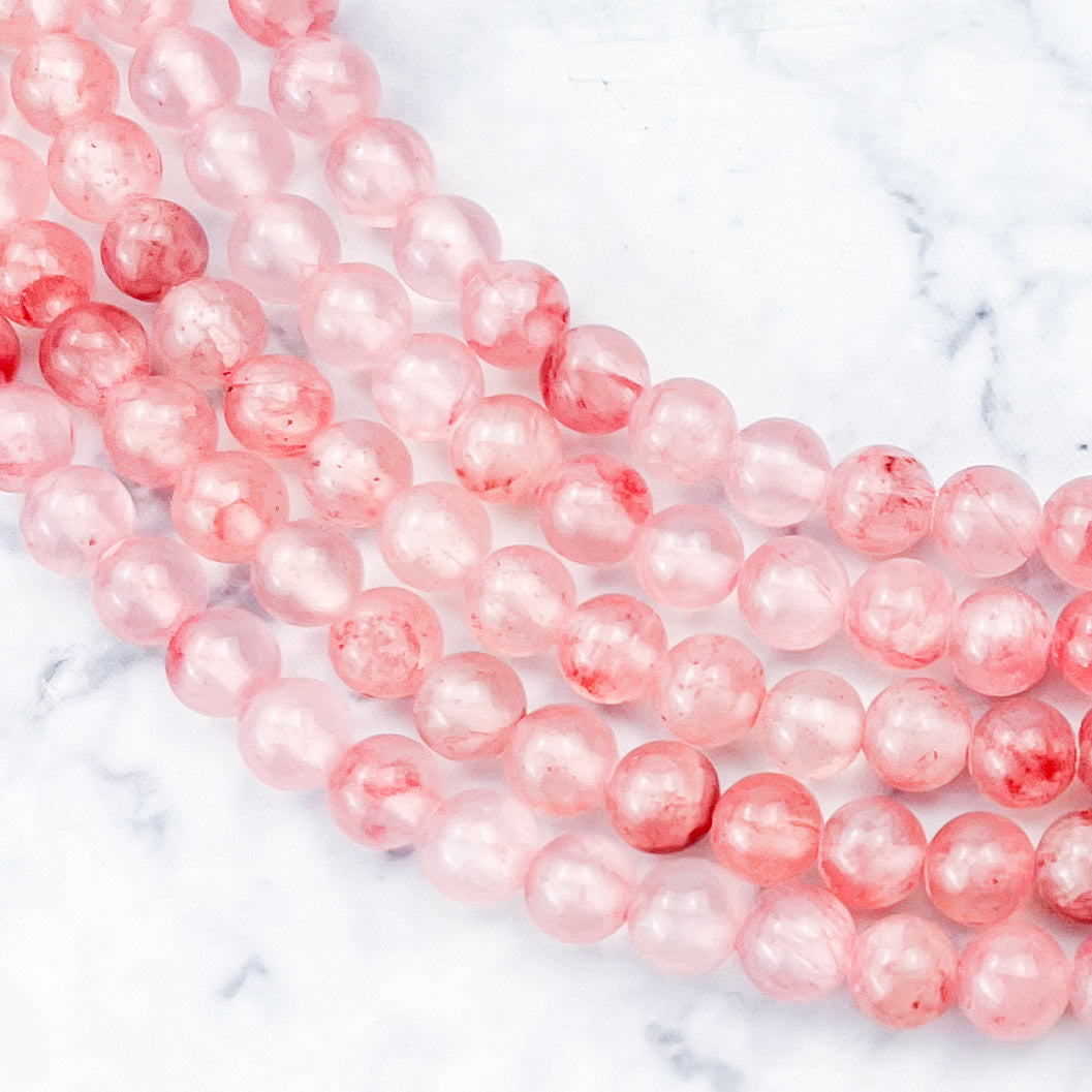 6mm Strawberry Daiquiri Chalcedony Bead Strand