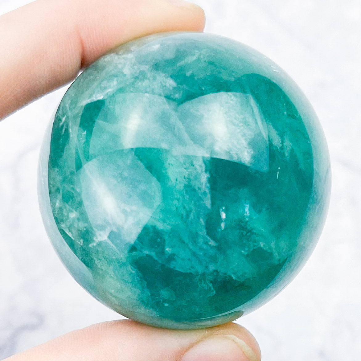 1.75 Inch Blue and Green Fluorite Sphere S30