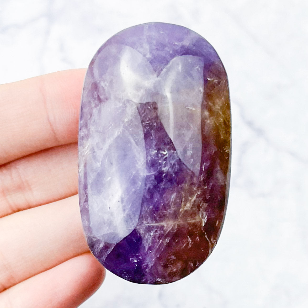 2.25 Inch Ametrine and Amethyst Palmstone X28