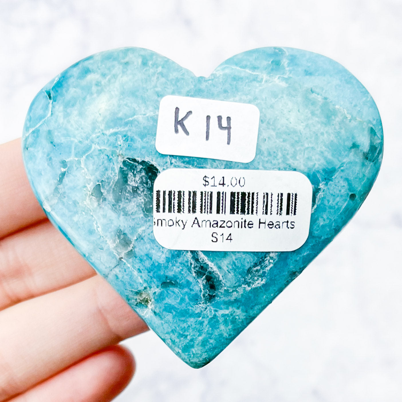 2.5 Inch Smoky Amazonite Heart K14